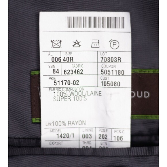 Joseph Abboud Mens Sport Coat Blazer Sport Jacket 3 Button Wool 40R Micro check - Picture 11 of 12